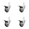 Service Caster 3.5 Inch Gray Poly Swivel 7/8 Inch Square Stem Caster Set Total Lock Brake SCC SCC-SQTTL20S3514-PPUB-GRY-78-4 - alternate 1